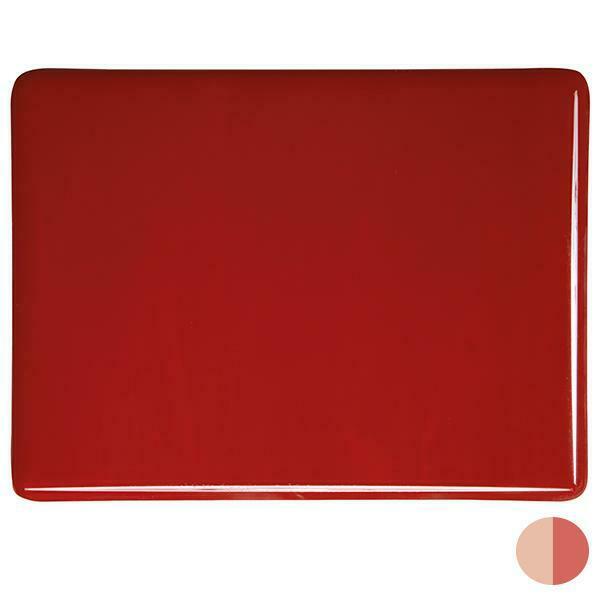 0124 Red Striker Opalescent Bullseye 90 COE Glass Sheet 10x10" 90COE Fusible- 