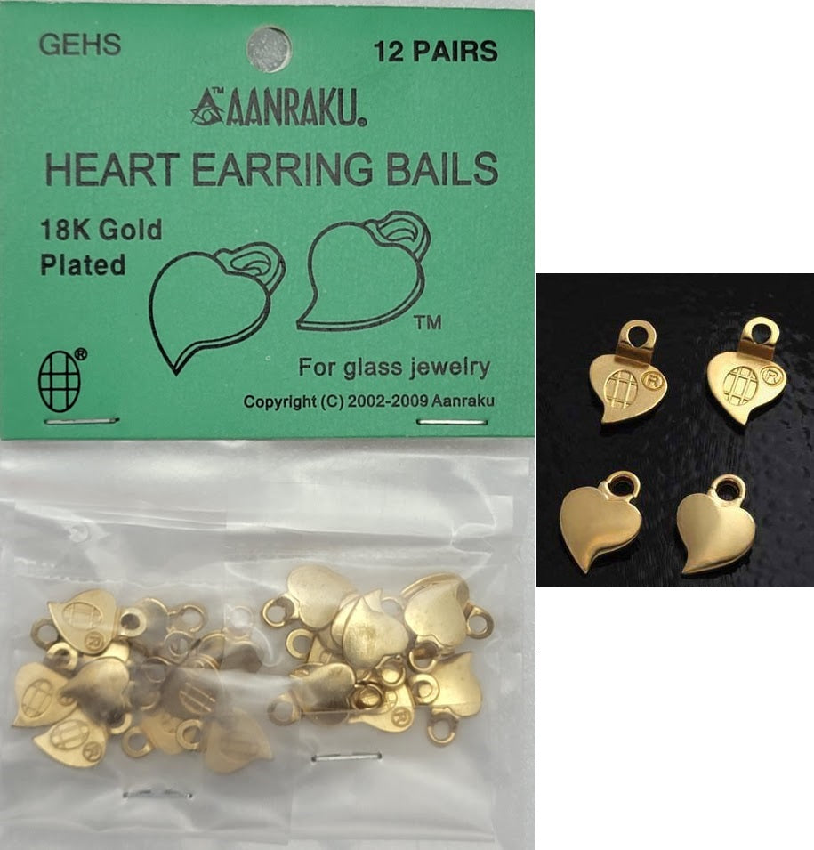 Aanaraku 18k Gold Plated Heart Shaped Earring Bails 12 Pairs- 