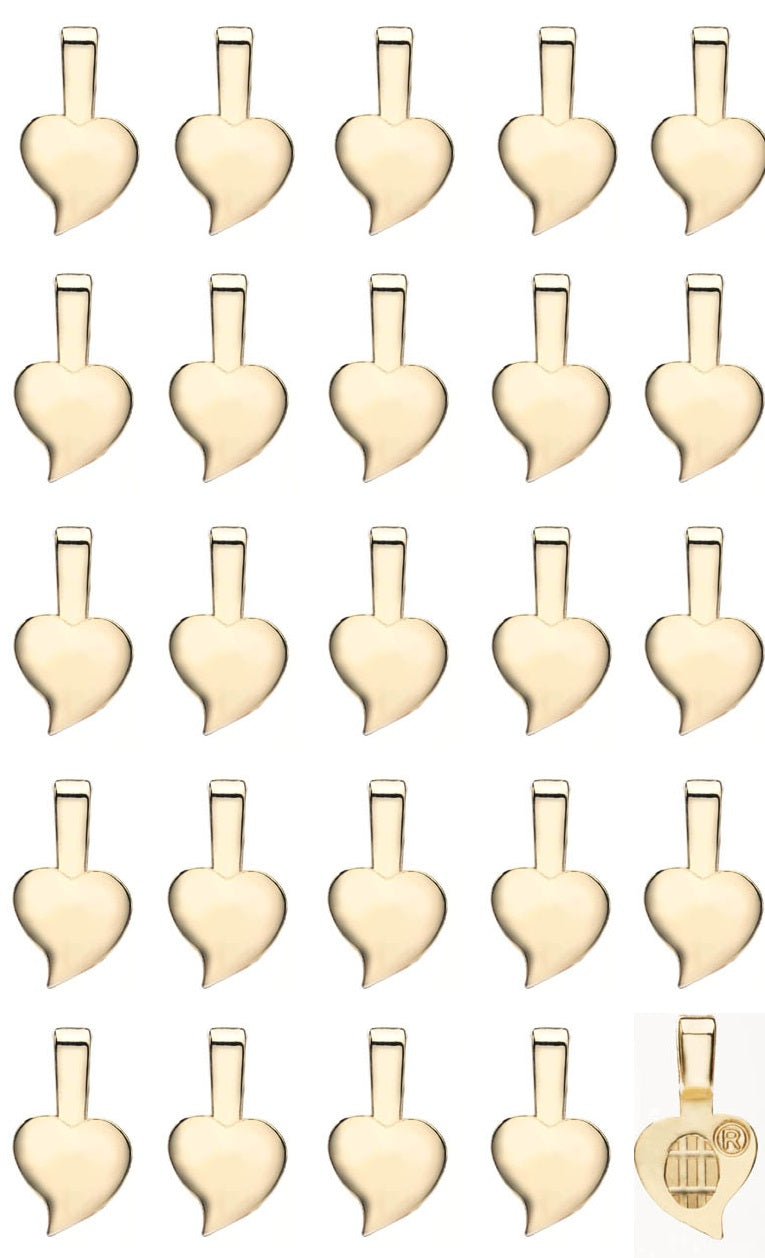 Aanraku HEART Bails GOLD Plated Medium 25 Glue On Findings for Cabochons 20x11mm- 