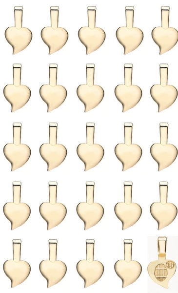 Aanraku HEART Bails GOLD Plated Medium 25 Glue On Findings for Cabochons 20x11mm