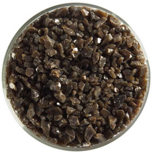 0203 Woodland Brown Opal 90 COE COARSE Full Jar One Pound  Bullseye Frit- 