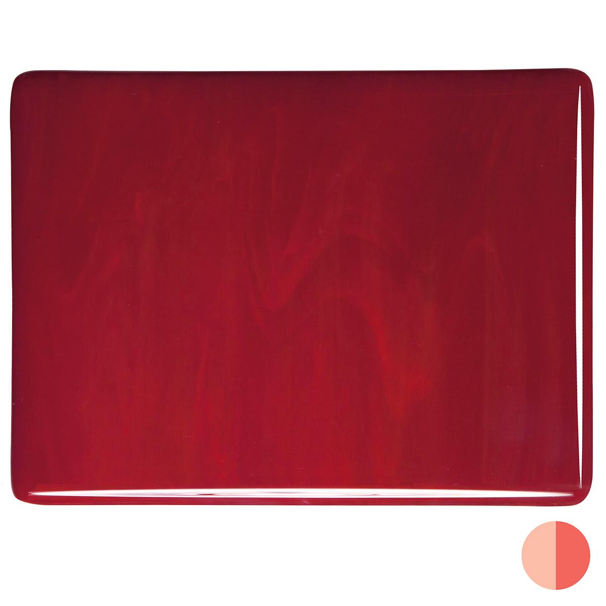 224 Deep Red Striker Opalescent Bullseye 90 COE Glass Sheet 10x10" 90COE Fusible- 