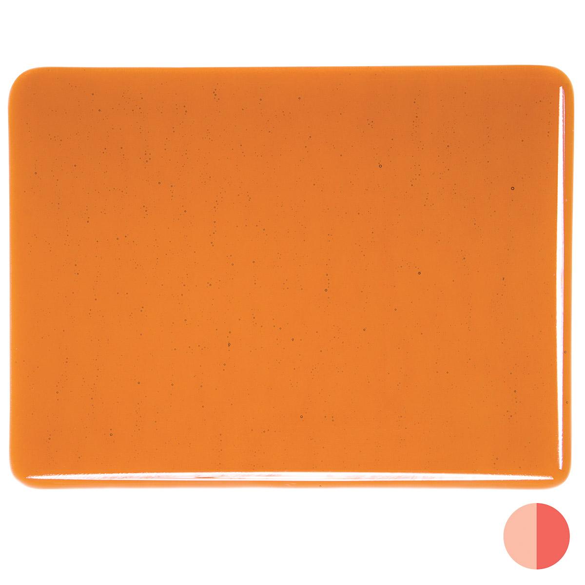 1305 Sunset Coral Striker Transparent 90 COE Bullseye Fusing Glass Sheet 5x5 inch 3mm- 