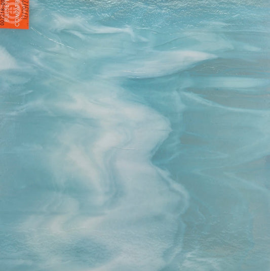 2218 Aqua White 2 Color Bullseye 90 COE Glass Sheet 10x10" 90COE- 
