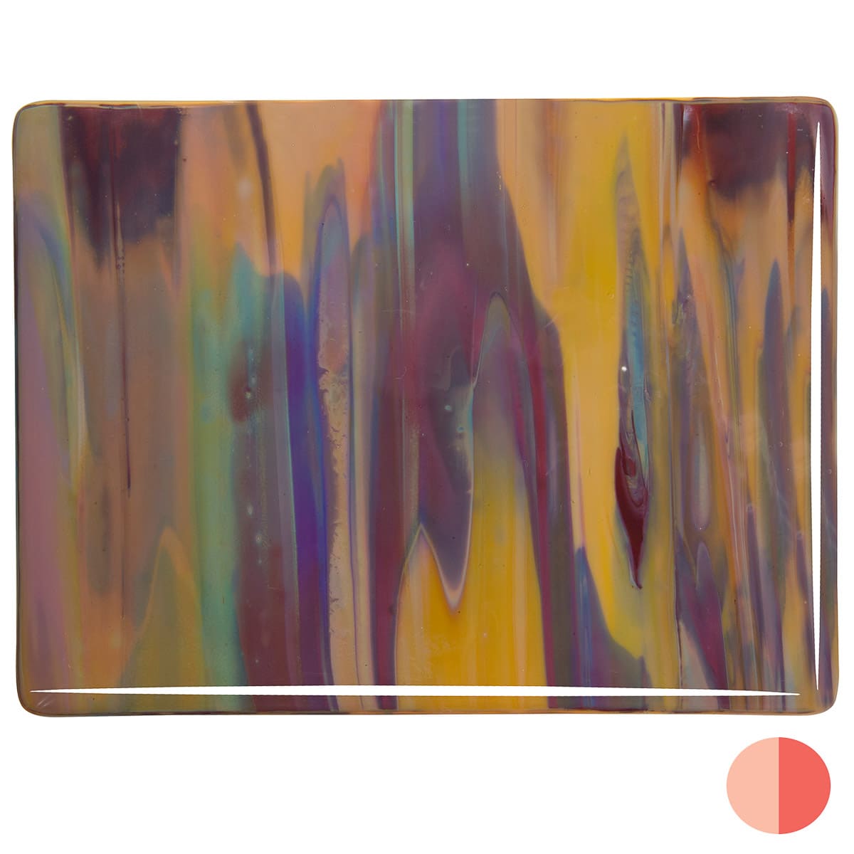 2250 Striker Deep Red Soft Yellow Opal Mix Bullseye 90 COE Glass Sheet 10x10" 90COE Fusible- 