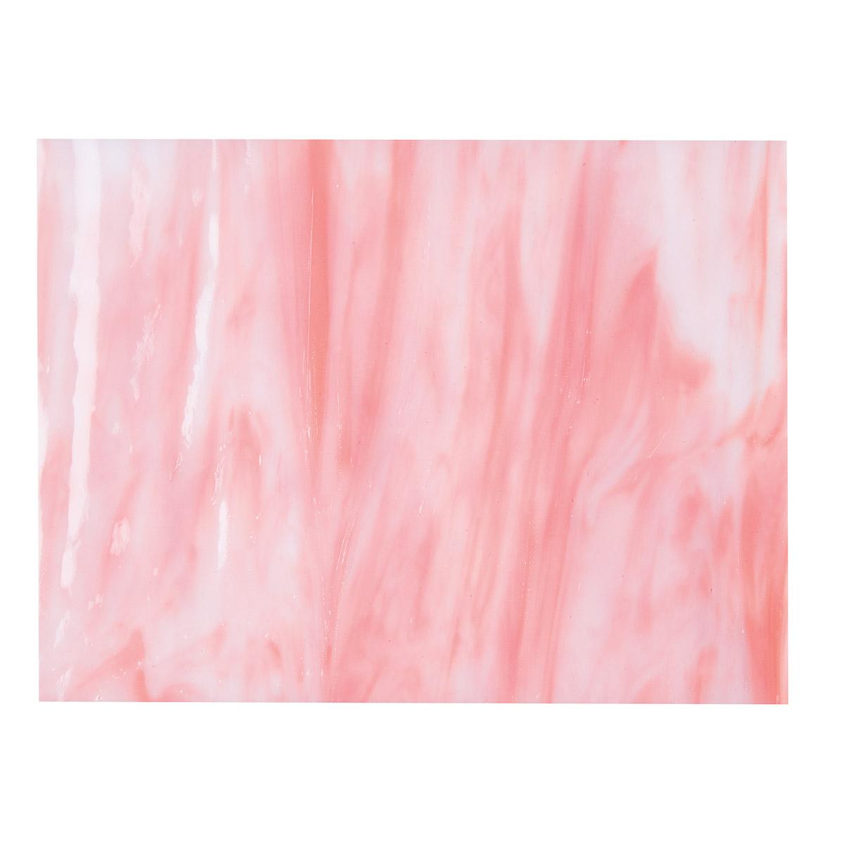 2305 White, Salmon Pink 2 Color Stir 90 COE Bullseye Fusing Glass Sheet 5x5 inch 3mm 90COE- 