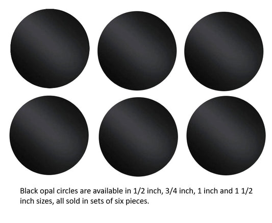 (Six) Black Opal 1009 Glass Circles Choice 1/2, 3/4, 1, 1 1/2 inches 96 COE- 