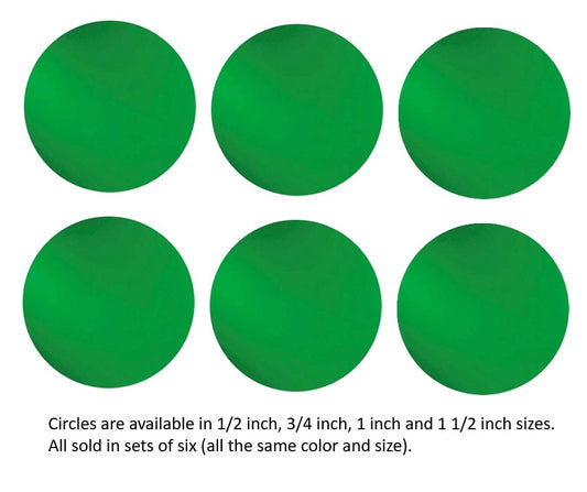 123 Green Transparent Six 96 COE Glass Circles Choice of 1/2, 3/4, 1, or 1 1/2 inches- 