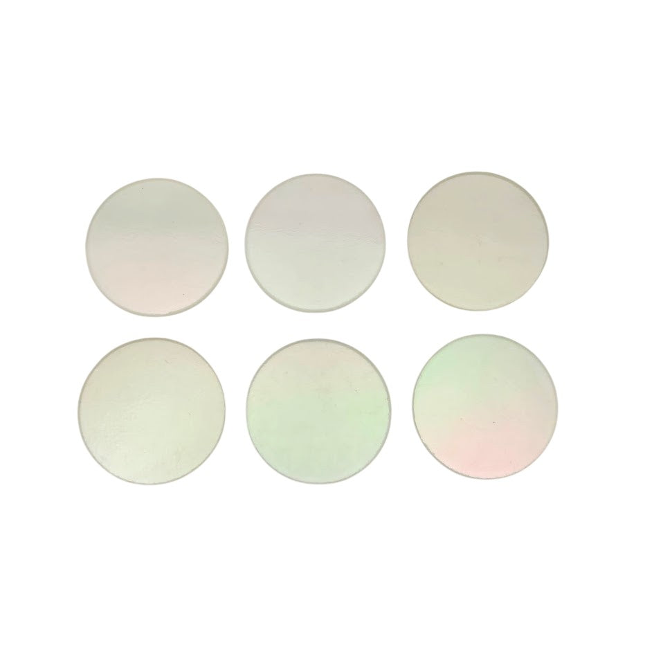 100 Icicle Iridized SIX Glass Circles Choice 1/2, 3/4, 1, or 1 1/2 Inches-Size 1/2 inch