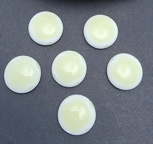 Vanilla Cream Reactive Six Handmade Design Elements 96 COE Blobs Gems Buttons Cabochon 96COE- 