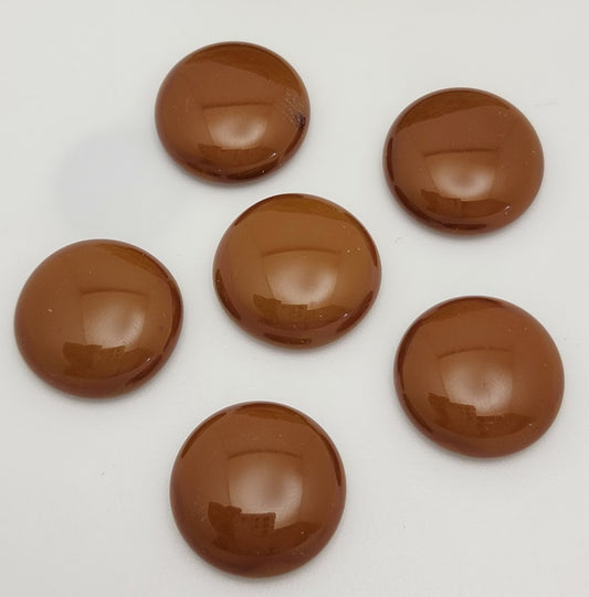 Chestnut Brown Six Handmade Design Elements 96 COE Blobs Gems Buttons Cabochon 96COE- 