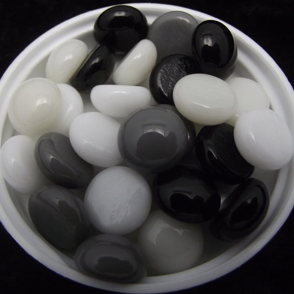 Black Tie Mix Medium Design Elements 25 pieces Pebbles Dots System 96 COE Oceanside Compatible- 