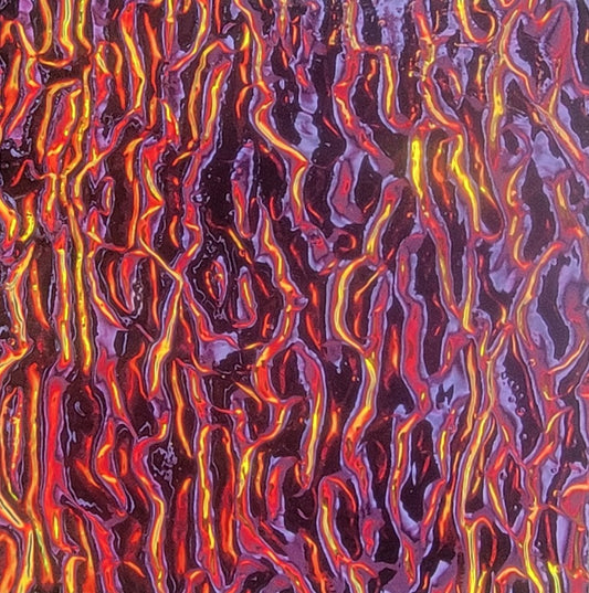 2x2" 90 COE Candy Apple Red on Black Granite Ripple Dichroic-