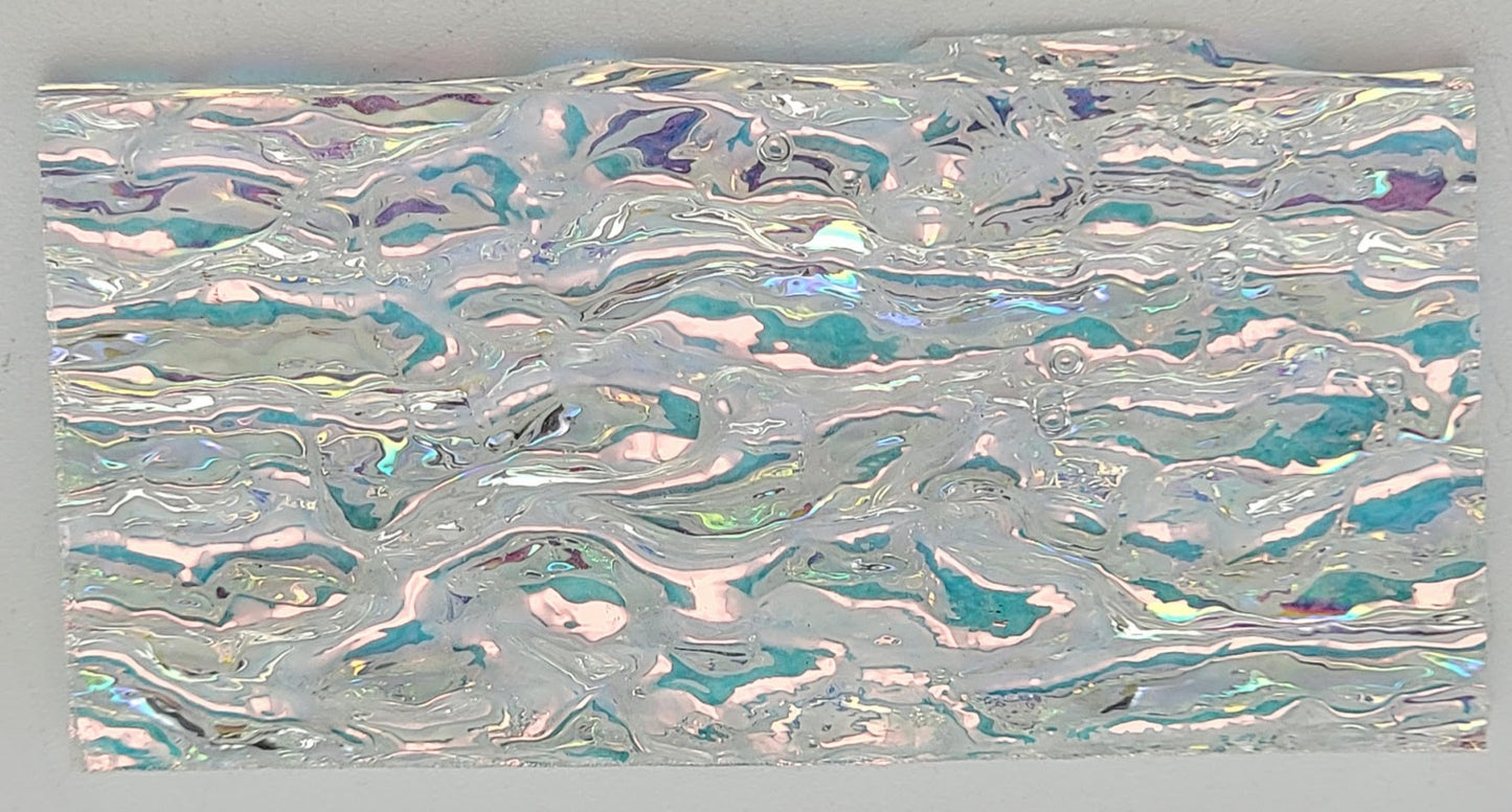 1x2" 90 COE Salmon on Clear Granite Ripple Dichroic- 