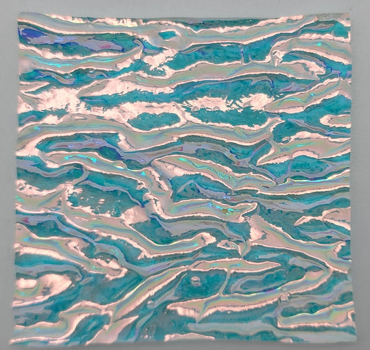 2x2" 90 COE Salmon on Clear Granite Ripple Dichroic-