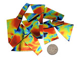 2.6 oz Scrap System 96 Thin Black - Fusion Cyan Dark Dark Red 96 COE Dichroic- 