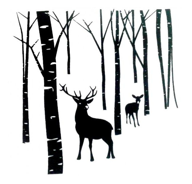 Forest Deer 1.5" x 1.5" Enamel Decal For Glass Fusing- 