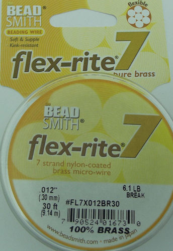 SOLID BRASS .012" 7 Strand 30' BEADSMITH FLEX-RITE Beading Wire FLEXRITE- 