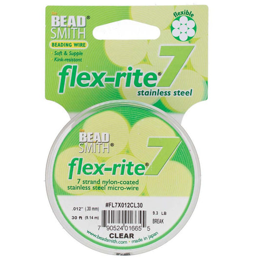 CLEAR COLOR .012" 7 Strand 30 feet BEADSMITH FLEX-RITE Beading Wire FLEXRITE- 