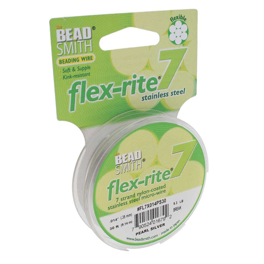 PEARL SILVER COLOR .014" 7 Strand 30' BEADSMITH FLEX-RITE Bead Wire FLEXRITE- 