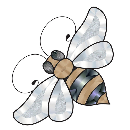BUMBLE BEE Bronze, Gray, Clear Colored Stained Faceted Glass BEVEL CLUSTER Unfinished Piece Kit Set-