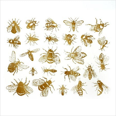 Bees Gold Fuse Art Decals for Glass Fusing 5.25 x 4 inch sheet- 