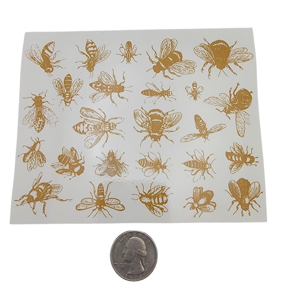 Bees Gold Fuse Art Decals for Glass Fusing 5.25 x 4 inch sheet- 