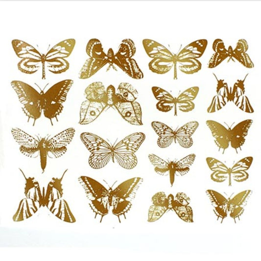 Butterflies Gold Fuse Art Decals for Glass Fusing 5.25 x 4 inch sheet-