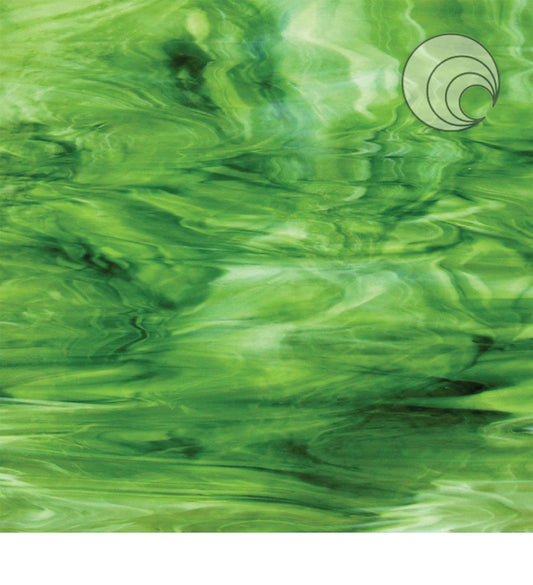 6022.82 Congo Greens: Deep, Mossy, Pale, Shadowy 12 x 12 Inch Pearl Opal 96 COE Sheet Glass- 