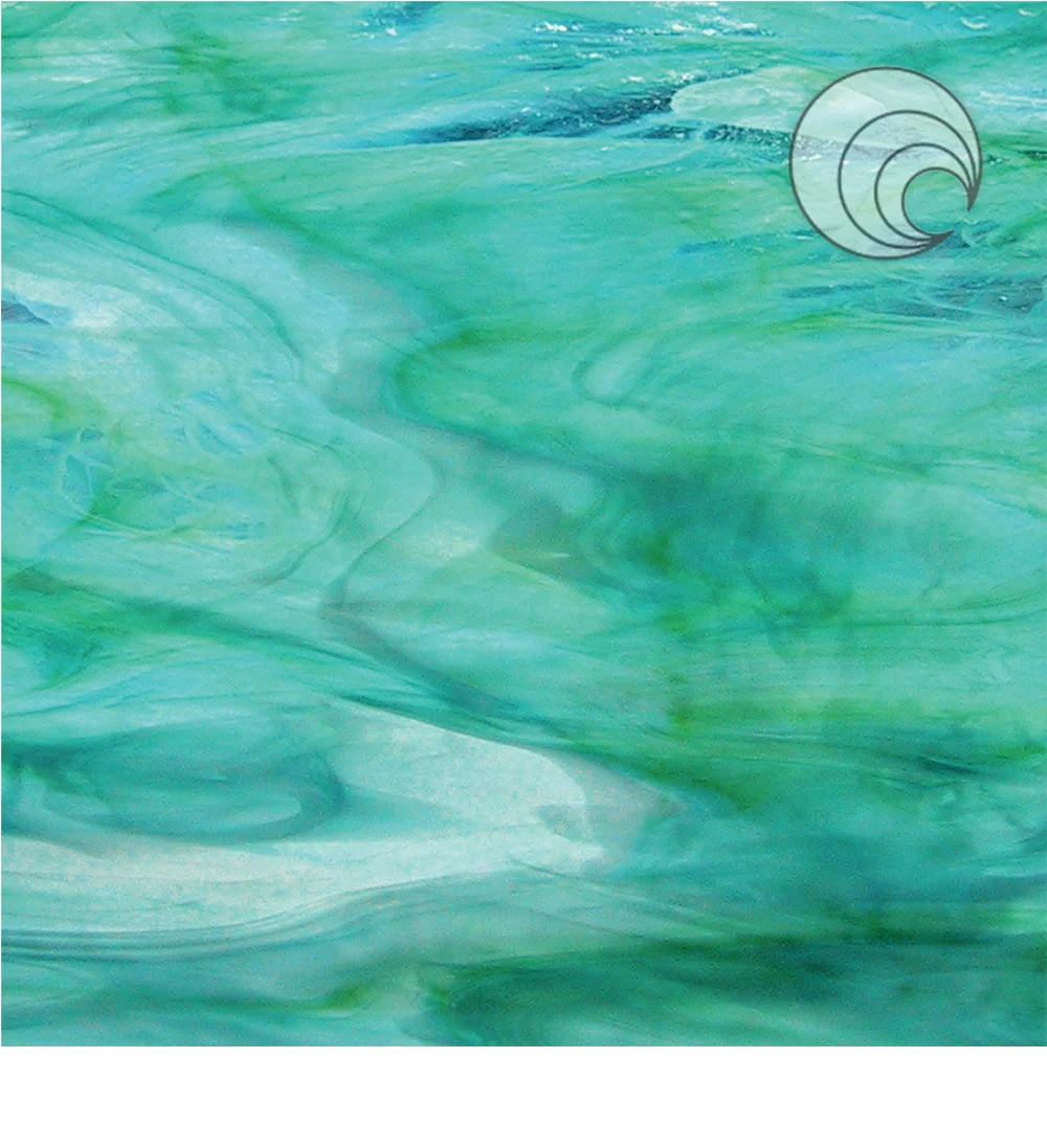 Shorty 6023.83 Aqua Lime Clear White Pearl Opal 96 COE Sheet Glass- 