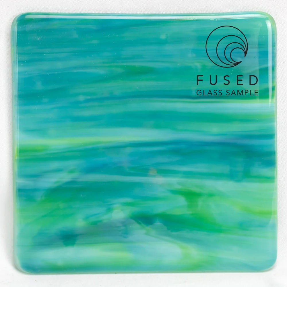 Shorty 6023.83 Aqua Lime Clear White Pearl Opal 96 COE Sheet Glass- 