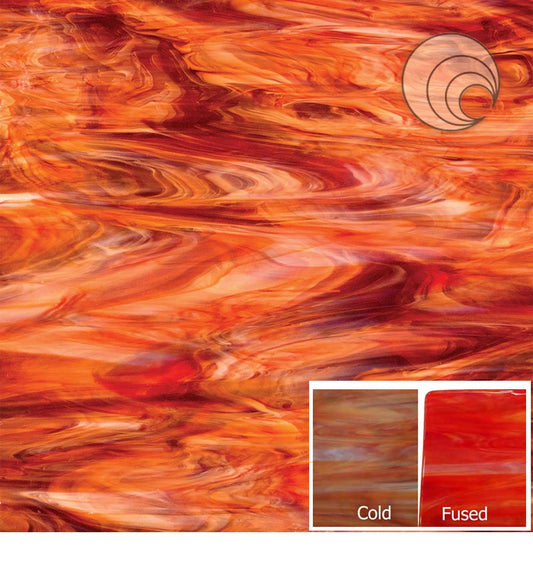 6051.83 Autumn Flame Reds Pearl Opal 12 x 12 in Sheet Glass- 