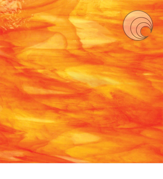 6076.83 Inferno Pearl Opal Orange Yellow Clear White 12 x 12 in Sheet Glass- 