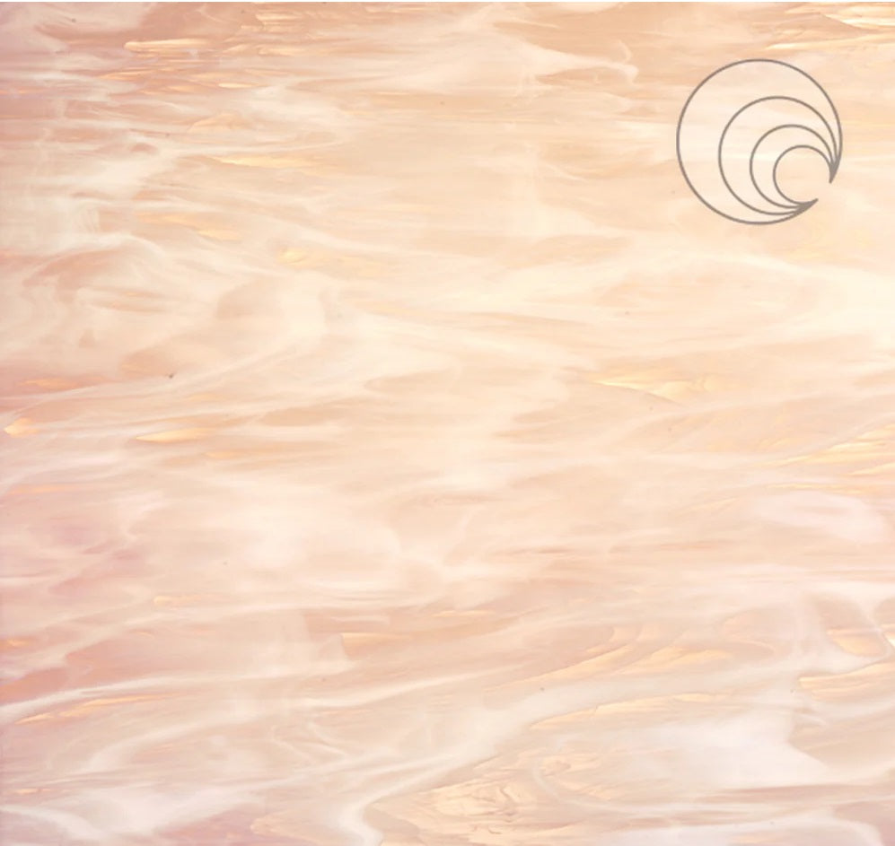 891.61 Pink Champagne Transparent White Opal 12 x 12 Inch Oceanside Compatible 96 COE Sheet Glass- 