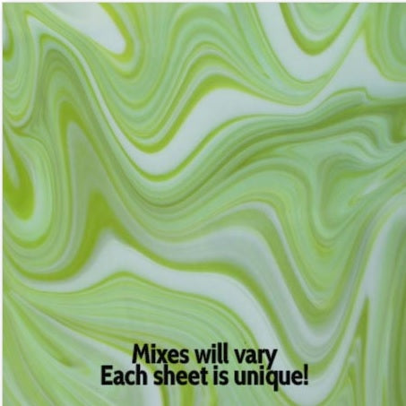 White and Lemongrass Fuser's Reserve 6 x 6 Inch Oceanside Compatible 96 COE Sheet Glass- 