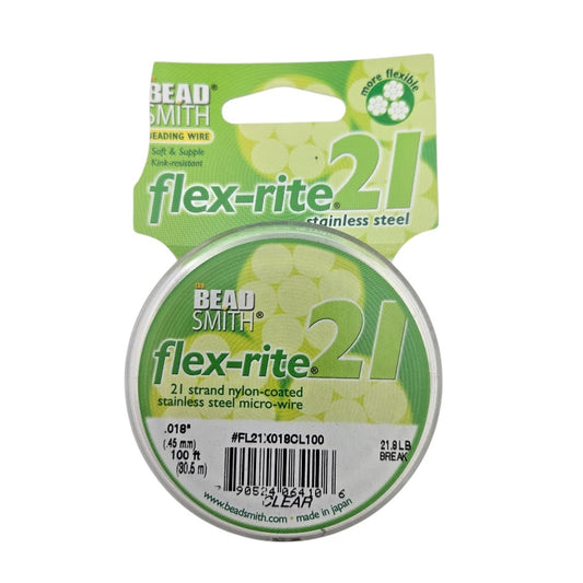 Damaged Package 100 feet Stainless Steel CLEAR .018" 21 Strand BEADSMITH FLEX-RITE Bead FLEXRITE- 