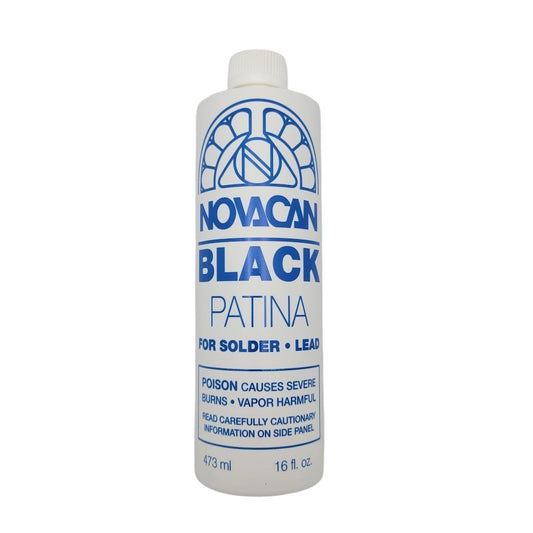 16 oz PATINA FOR STAINED GLASS Novacan BLACK for Solder Lead CHEMICALS ORMD- 