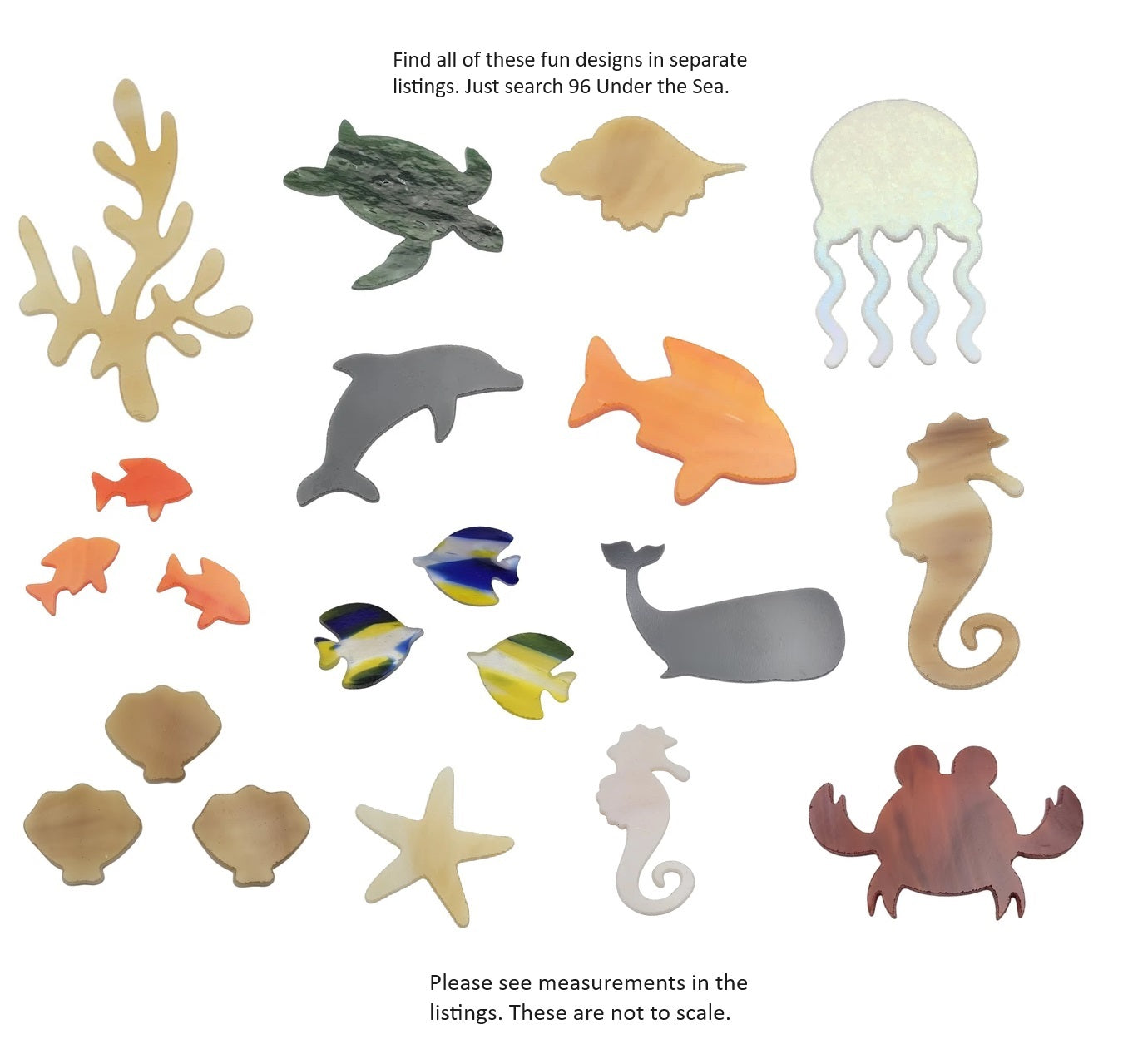 Three Tang Fish Glass Precut 96 COE Sea Life Series- 