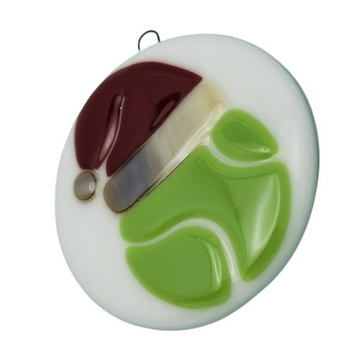 Tennis Ball Santa Christmas Ornament Handmade Fused Glass Club Instructor Pro- 