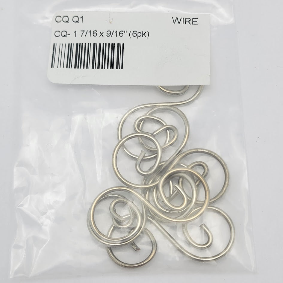 Curly Q - 1-7/16 in. x 9/16 in. Package of Six Design Elements Wire Shapes Hangers- 