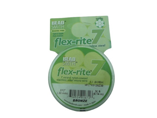 BRONZE COLOR .012" 7 Strand 30 feet BEADSMITH FLEX-RITE Beading Wire FLEXRITE- 