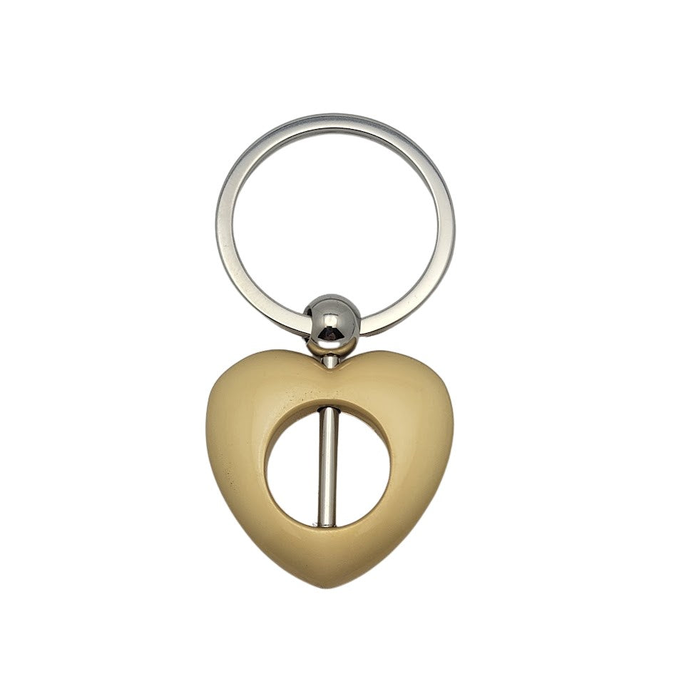 Our Nicest Matte Gold Colored Heart Beadable Key Ring Add Your Own Beads Finding Blank- 