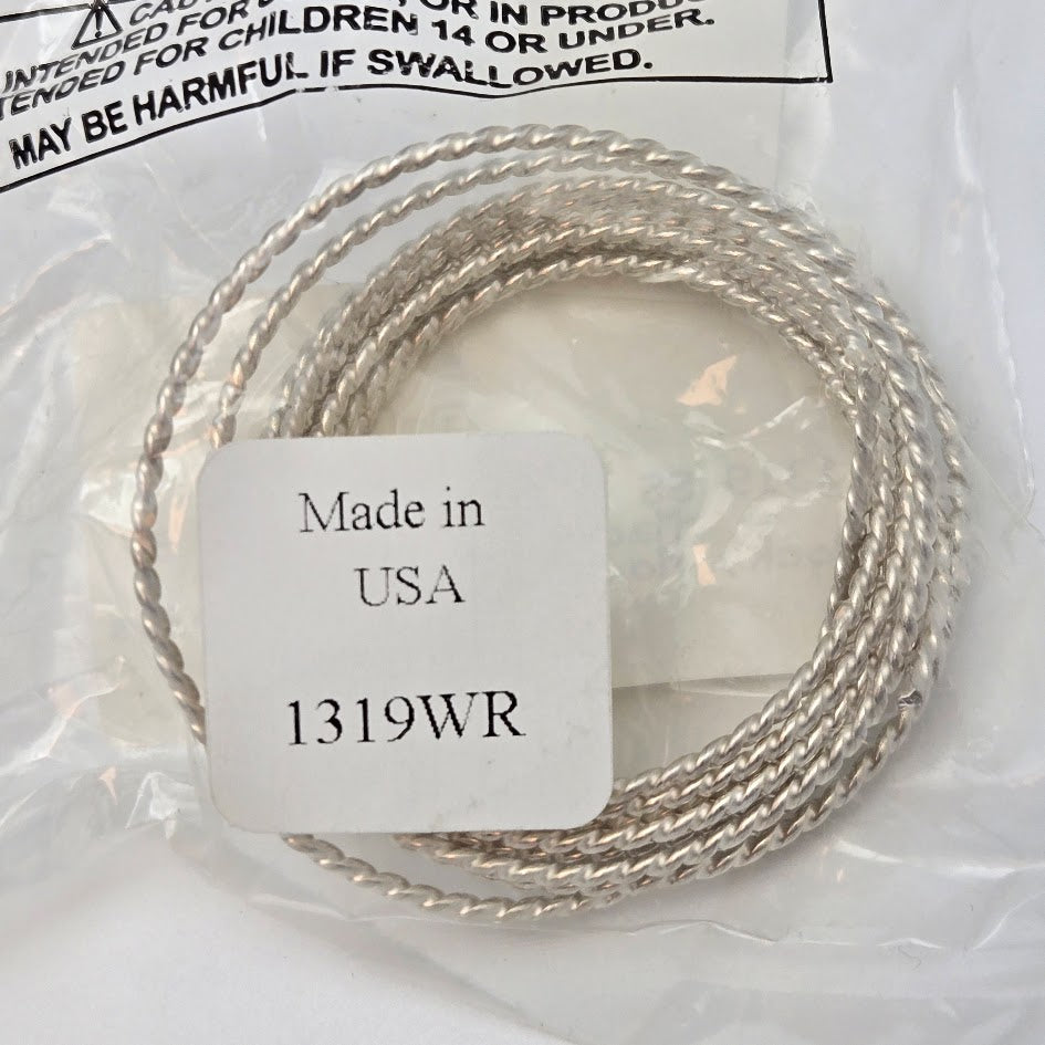 13.5ga Full Hard Twisted Round Solid Sterling Silver Five Feet Wrapping Wire Made in the US- 