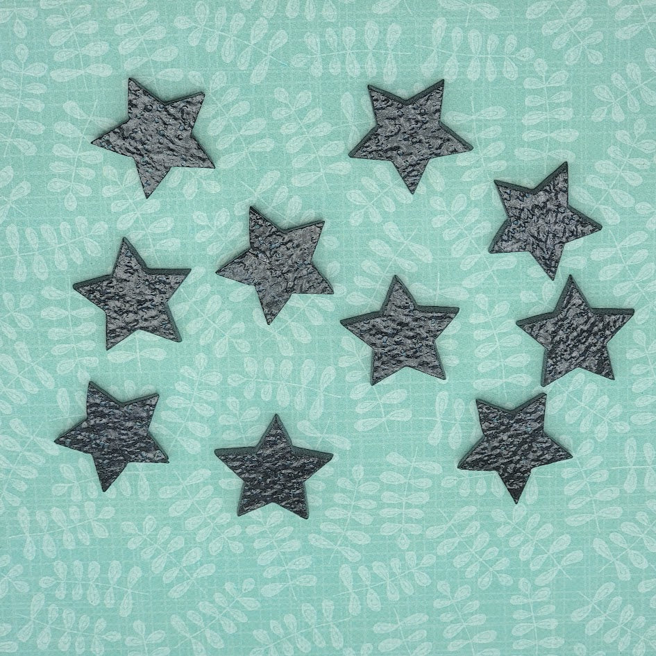 Ten 1 inch Stars Aventurine Sparkle Blue Precut 96 COE Glass Oceanside Fusible- 