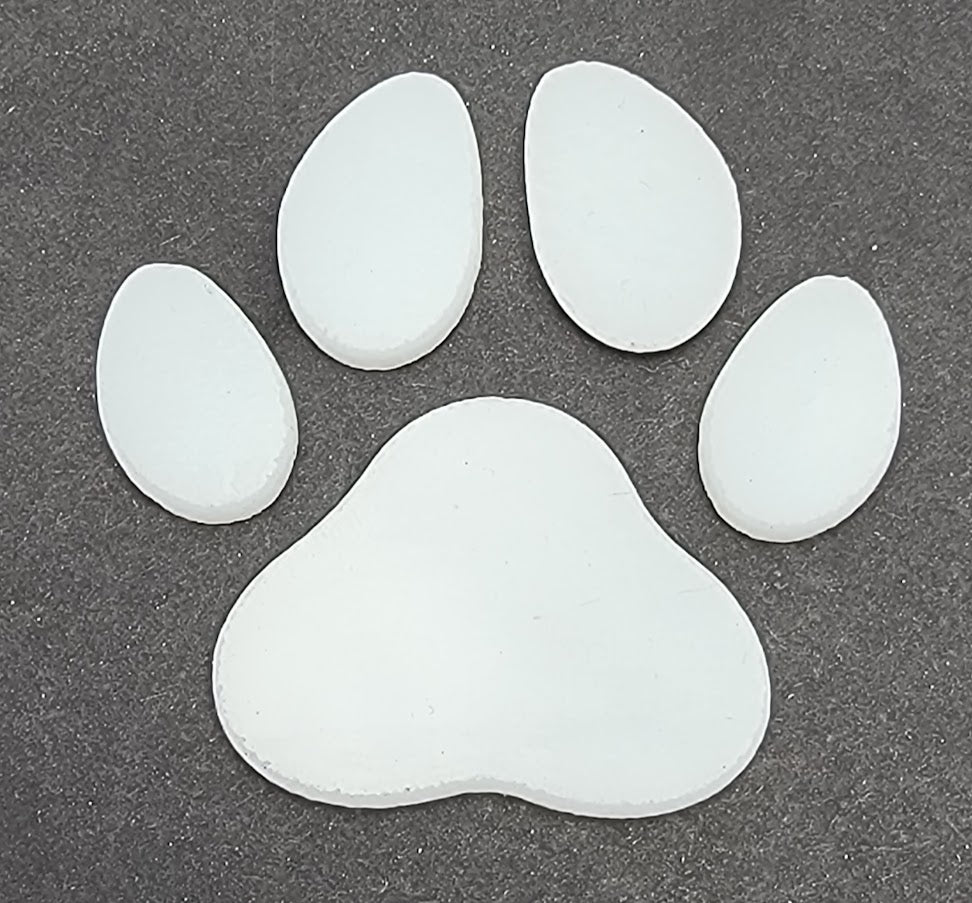 White 96 COE PAW Small Precut Glass Shape Dog Cat Print 1 3/8 by 1 1/2 inches- 