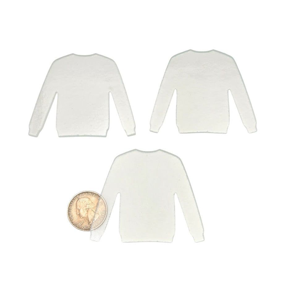 Three CLEAR 96 COE Fusible Sweater Precut Glass 2 6/8 x 2 1/8 in Ornament Christmas Ugly- 