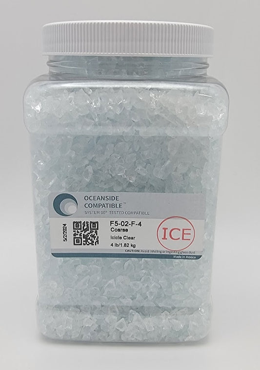 F5 02 Icicle Clear Four Pounds COARSE System 96 COE Glass Frit Oceanside Compatible- 