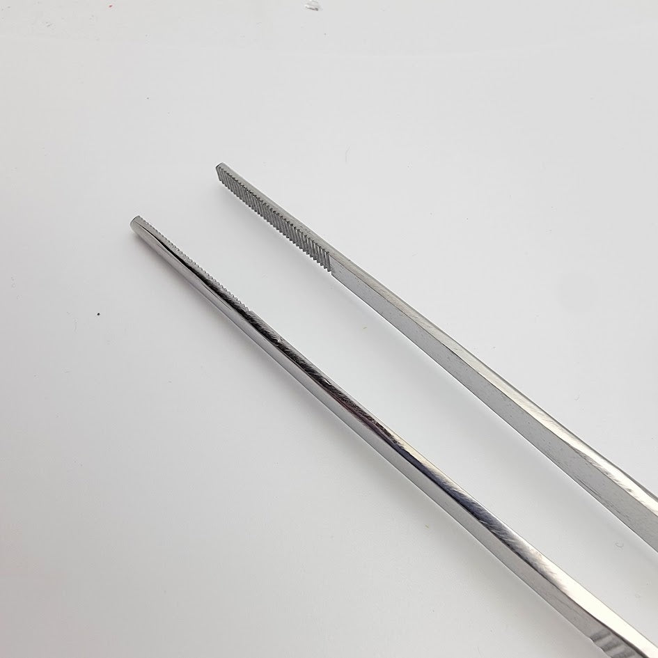 10" Blunt Serrated Tweezers Stainless Steel Lampworking Hot Glass Supplies Tools- 