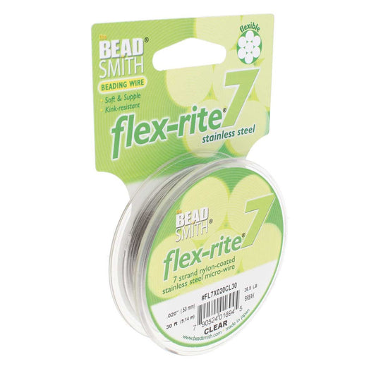 Stainless Steel CLEAR .020" 7 Strand 30' BEADSMITH FLEX-RITE Bead Wire FLEXRITE- 
