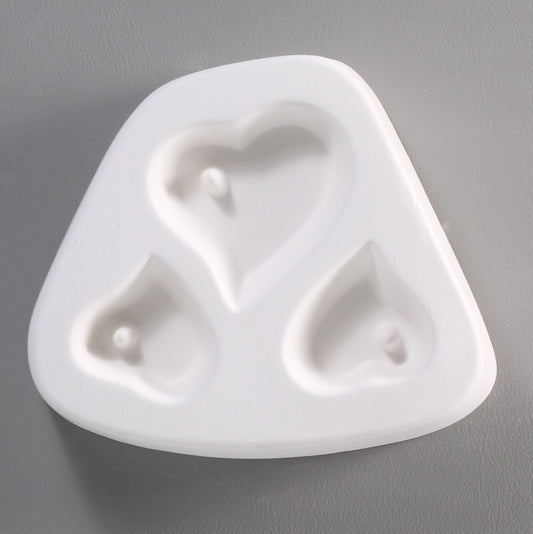 Little Fritters HEART TRIO Pendant & Earrings LF73 Casting Mold Durable Ceramic- 